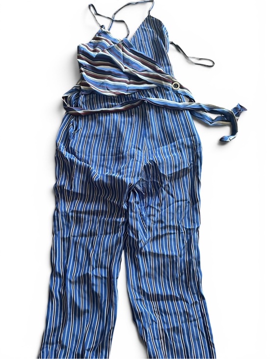 rag & bone Pants - rag & bone Blue Striped Wrap Jumpsuit with Tie Waist US10
